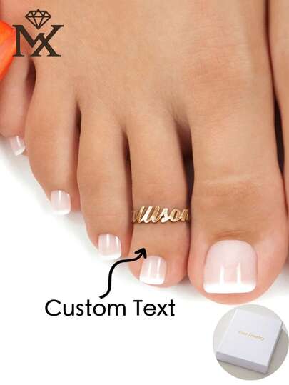 Anillo de dedo del pie personalizado, anillo de dedo del pie para mujer, anillo de dedo del pie con nombre personalizado, anillo de dedo del pie de plata, anillo de dedo del pie personalizado, anillo de dedo del pie de oro
