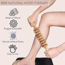 Wooden Massage Roller, Suitable For Waist, Thigh And Leg, Multi-Functional Body Engineering Muscle Roller Stick, Deep Tissue Massage - Multicolor - View 5