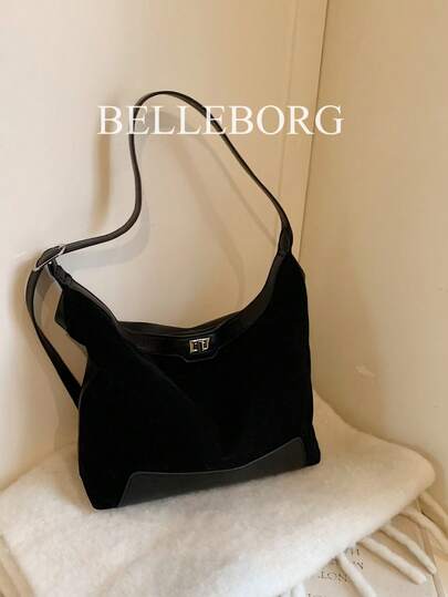 Vintage Matte Soft PU Patchwork Large Capacity Elegant Women Shoulder Bag, Suitable For Commuting In Autumn/Winter