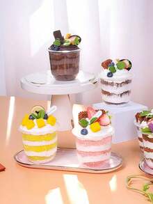 10 piezas Tazas de postre de crema de fruta con tapas con cúpula, tazas de fiesta transparentes adecuadas para postres de cumpleaños de verano, bodas, Navidad y San Valentín, excelentes para yogur, fruta, pastel y helado - Multicolor - Ver 9