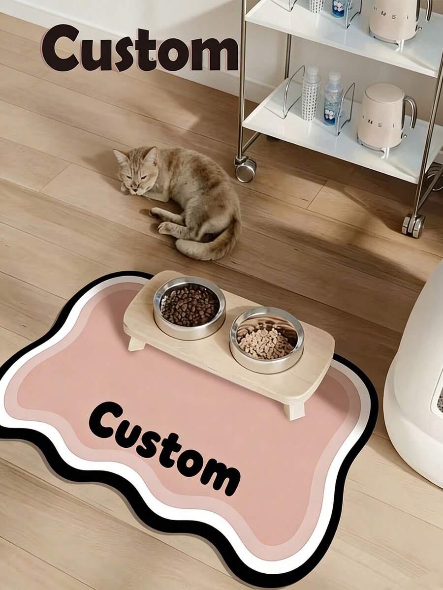 Customizable Quick-Dry Pet Feeding Mat With Personalized Name - Splash-Proof, Absorbent & Easy-Clean Design,Paw Print Pattern For Dogs & Cats, Washable Pet Food & Water Mat,Perfect Gift For Pet Owners, Pet Feeding Mat, Pet Food Mat, Playful Design