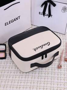 New Arrival Large Capacity Portable PU Cosmetic Bag, Sectioned Travel Toiletry Organizer, Small Handheld Cosmetic Case - Multicolor - View 5