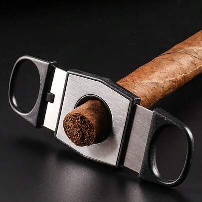 1pc Stainless Steel Cigar Cutter, Made Of Stainless Steel And Plastic Materials, With Sharp Cuts, Ideal Accessory Tool