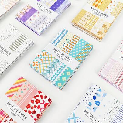 50pcs/Pack Assorted Styles Scrapbooking Paper, Handmade Planner DIY Collage Cards, Refreshing Creative Planner Design Paper, Art Scrapbook, Office & Student Stationery, School Supplies, Essential For Back To School, Holiday & Birthday Gifts, Father's Day & Mother's Day DIY Presents