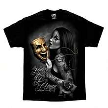 DGA D Gonzales Tears Of A Clown Lowrider Tattoo Art T Shirt - màu đen - Xem 1