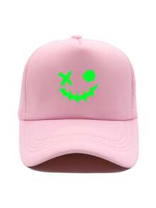 1件装时尚海绵帽，笑脸印花，成人卡车司机帽，棒球帽，钓鱼帽，趣味礼物帽，男女皆宜 - 彩色 - 查看 10