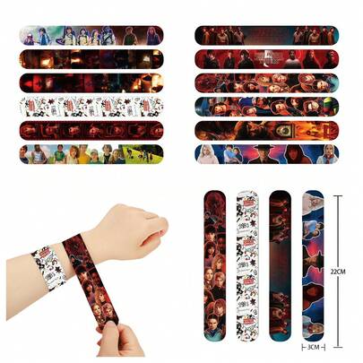 36pcs/24pcs/12pcs Stranger Things Slap Bracelets, PVC Slap Bracelets, Cartoon Style Bracelets, Carnivorous Plants, Birthday Party Favors [Random Styles]