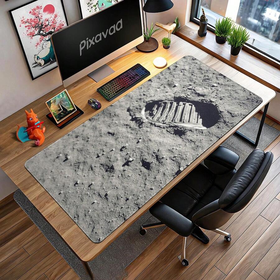 月球漫步游戏桌垫，宇宙太阳系鼠标垫，银河系LED灯桌垫，天文爱好者礼物 - 查看 1