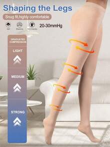 女士20-30mmHg中度压力连裤袜，透气柔软，高腰性感紧身裤，舒适 - 彩色 - 查看 1