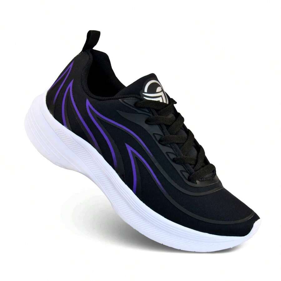 Women's Comfortable, Lightweight, Breathable Athletic Shoes For Gym And Walking - 黑色/淡紫色 - 查看 1