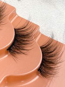 14 Pairs D Curl Half Lashes Natural Looking 3/4 False Eyelashes Cat Eye Lashes Accent Eyelashes 3D Multi-Layers Wispy Half Fake Lashes Cross Styles For Fashion Girls Christmas Festivals - Black - View 5