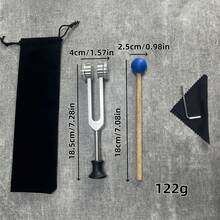 1件套铝制音叉套装 - 多功能瑜伽放松工具，包含一个可敲击发出标准音量声音的小槌，提供多种频率音叉可选 - 彩色 - 查看 7
