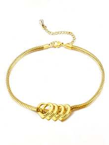 Customized Stainless Steel Personalized Family Name Bracelet With Heart Pendant. Mother's Love, Family Names Laser Engraved, Elegant Holiday Gift Suitable For Valentine's Day, Thanksgiving, Mother's Day, Teacher's Day, Christmas, Birthday, Anniversary - Multicolor - View 13