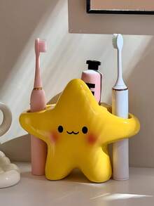 1 buah Tempat Sikat Gigi Berbentuk Bintang yang Lucu, Rak Penyimpanan Kamar Mandi, Tahan Air, Tahan Noda dan Mudah Dibersihkan, Organizer Kamar Mandi Berdiri Bebas yang Kokoh, Desain Hemat Ruang, Sempurna untuk Menyimpan Sikat Gigi dan Pasta Gigi, serta Mengatur Kosmetik, Desain Wajah yang Lucu - Tempat sikat gigi berbentuk bintang - View 9