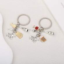 1 pieza Llavero de aleación con esmalte de la serie de vino tinto, llavero creativo y lindo adecuado para regalar a amigos - Unitalla - Ver 6