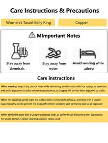 1件铜锆石花朵链肚脐环，不锈钢杆，适合女性日常佩戴和作为礼物 - 花朵流蘇 - 查看 6