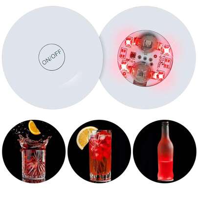 Tạo nên ánh sáng rực rỡ: Đế lót ly LED lấp lánh màu đỏ cho đồ uống và chai rượu | Bộ 17-27-37-47-57 chiếc, đế phát sáng tái sử dụng, lý tưởng cho đám cưới lãng mạn, quầy bar tại nhà và trang trí tiệc Giáng sinh.