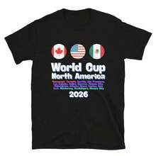 Camiseta unisex de la Copa Mundial 2026 en Norteamérica, artículo de recuerdo para aficionados al fútbol - Negro - Ver 1