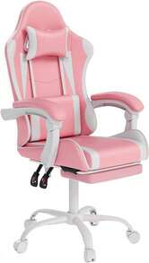 Gaming Chair With Headrest And Lumbar Support, Ergonomic High Back Office Chair, Racing Style Executive Computer Desk Chair, Leather Adjustable Swivel Task Chair For Home Office (White) - Pink White - View 10