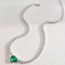 Silver Necklace With Crystal Pendant For Women - Silver - View 5