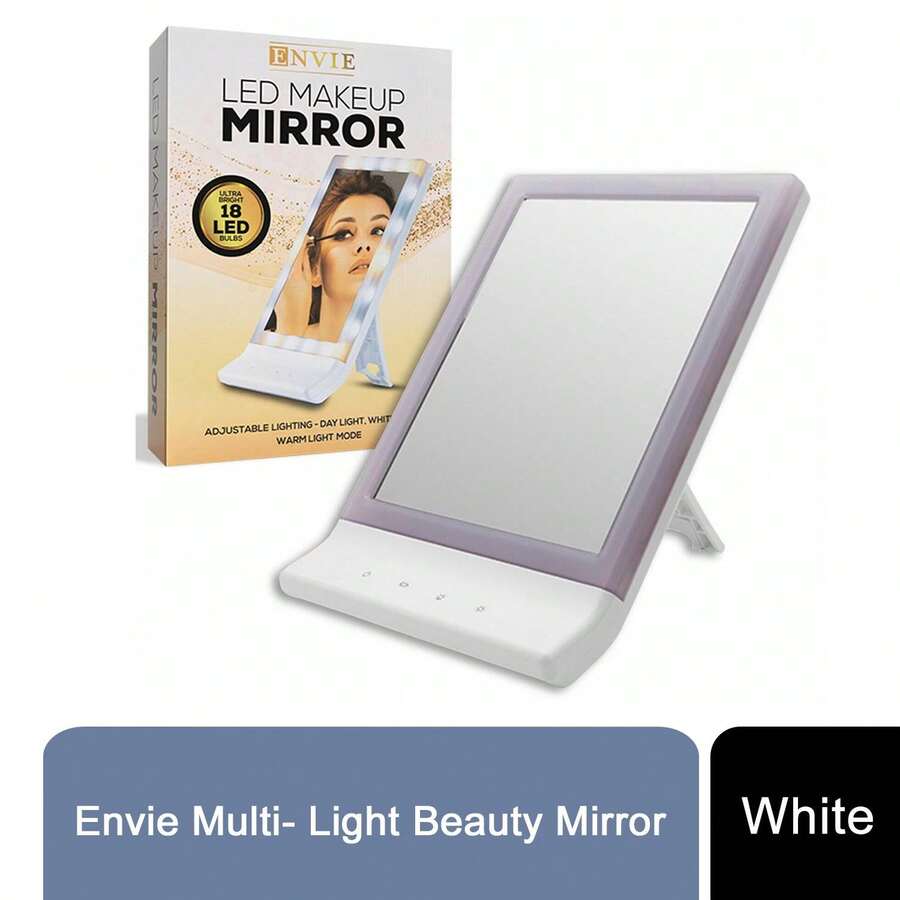 Envie USB And Battery Operated Multi- Light Beauty Mirror, White - White - View 1