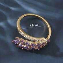 Purple  Wheat Ear Ring For Women, Niche High-End Non-Fading Ring, Fashionable, Simple, Versatile Finger Ring Jewelry - 1PC - Xem 5