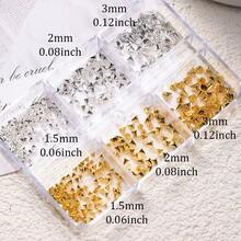 1BOXs Y2K Punk Metal Rivet Nail Charms Cone Mixed Sized Black Silver Gold Nail Art Studs 3D Stylish Alloy Spike Nails Decor Nail Supplies - 金色 - 查看 3