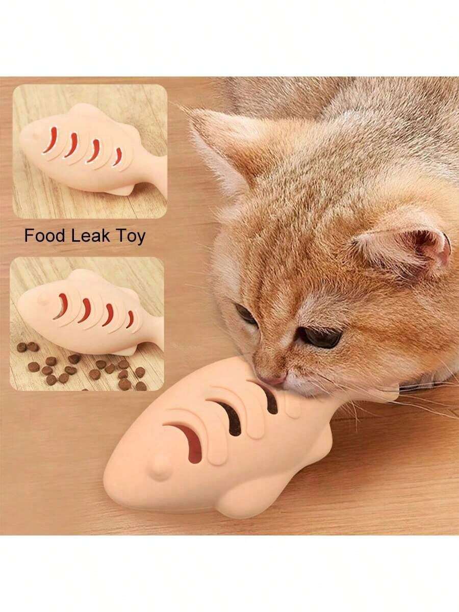 1个宠物鱼形慢食喂食器玩具，猫咪自娱自乐玩具，带猫咪自娱球内胆，耐啃咬磨牙，猫咪零食分配器玩具 - 多色 - 查看 1