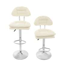 2-Piece Set Of Chair Stools With Backrests, 360° Swivel Bar Stools With Footrests, Adjustable Height 24.41-32.28 Inches, Fabric Bar Stools, Armless Kitchen Stools, Bar Stools For Dining Room - White - View 4