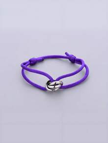 1pc Handmade Adjustable Stainless Steel Triple Circle Hollow Thin Bracelet, Unisex Couple Gift (Slight Color Difference May Exist Between Actual Product And Image Due To Lighting And Angle During Photography) - Silver - View 29