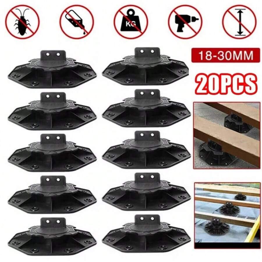 20Pcs Adjustable Decking Pedestal Riser Bearing Support 18mm - 30mm - 18mm - 30mm - View 1