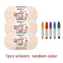 3pcs/Set Chenille Yarn Balls With Random Color Scissors, 100% Polyester DIY Craft Material Kit For Doll, Scarf, Bag Handmade Knitting - Multicolor - View 17