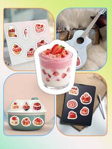 63/102 Pcs Strawberry Dessert Realistic Stickers Set – High-Definition Cream & Strawberry Texture, Waterproof For Journals, Cups & Gift Wrapping, Scrapbook Stickers, Stationery Supplies Scrapbook Supplies Funny Stickers Kindle - Strawberry Dessert - View 7