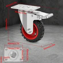 Kit de 4 Ruedas Pesadas con Neumáticos de Goma de 4 Pulgadas - Resistencia y Movilidad para Diversos Usos - Blanco y Negro - Ver 9