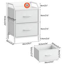 Set Of 2 Bedside Table, Large Capacity Side Table,Bedside Cabinet With 2 Fabric Storage Drawers,Sofa Side Table End Tables Nightstand For Bedroom,Living Room - White - View 2