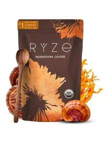 Mushroom Coffee USDA Organic With 6 Adaptogenic Mushrooms And MCT Oil, USA Grown Instant Coffee For Better Energy, Focus, Digestion, Immunity With Cordyceps, Lion's Mane, Turkey Tail, 30 Servings - 一件 - 查看 1