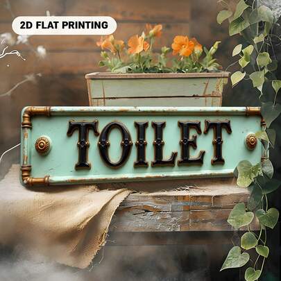 1pc 2D Flat, Vintage Toilet Sign - Sturdy Black And Green Bathroom Decor - Heavy Duty Iron Wall Plaque - Easy Installation, Pre-Drilled Holes - Suitable For Home, Bar, Hotel, Halloween, Christmas Decor - Fun Bathroom Decor Gift Idea, Toilet Decor And Accessories, Home Decor, Retro Design, Durable Metal, Novelty Sign, Home Decor Enthusiast, Perfect Room Decoration, Toilet Sign Plaque, Metal Toilet Sign, Street Sign Metal, Decorative Metal Street Sign, Haha Wall, Habitat Sign