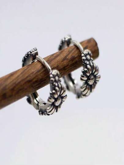 Pendientes de margarita y girasol vintage para hombres, pendientes simples retro para mujeres, accesorios elegantes, material de cobre, resistente al desteñido