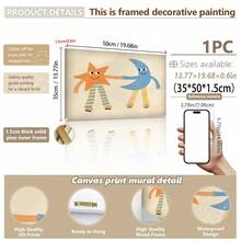 1幅带框帆布墙画，星月主题，儿童房装饰画，梦幻插画，游戏室装饰，女孩房墙画，男孩房墙画，婴儿用品，儿童房装饰海报，适用于儿童房、游戏室、托儿所装饰，防水 - 彩色 - 查看 15