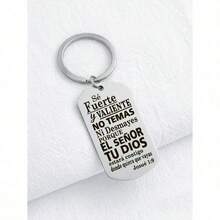 1pc Stainless Steel Inspirational Dog Tag Keychain, An Ideal Small Gift For Christian Believers Car Accessories Bag Charm Backpack For School - Steel Color - 查看 1