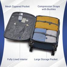 TSA Lock 360° Spinner Wheels Expandable Lightweight Softshell Polyester Luggage Carry-On, Cabin, 20/24/28 Inch Suitcase & 3-Piece Set For Travel - Navy Blue - View 10
