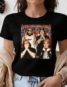, SHIRT, , Merch, ,, G59 Shirt, G59, G59 Merch, , Hoodie, Su,Music Theme Graphic Print Crew Neck T-Shirt Sweatshirt Casual Wear Tops Plus Size Clothes Design Details Short Sleeve Y2k Garment Style Suitable For All Seasons Machine Wash For Business Casual And Concert Outings - Black - View 8