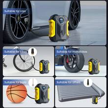 CARSUN Carson Tire Inflator Portable Air Compressor, 12V-DC, 150PSI High-Power Air Pump, Digital Tire Pressure Display/Gauge, Auto Shut-Off, With LED Light And Nozzle Adapters, Suitable For Cars, Motorcycles And Balls - Wired Digital Display Upgrade - View 3