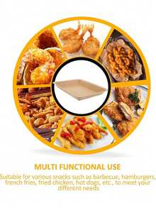 5/10/50pcs Brown Kraft Paper Food Trays, Thickened Square Food Containers, Suitable For Barbecue/Snacks/Burgers/Fries/Fried Chicken/Hot Dogs, Party/Wedding/Birthday/Restaurant/Hotel/Camping - Brown - View 10