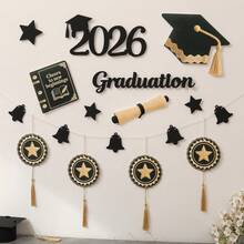 Decoraciones para fiesta de graduación 2026, incluye calcomanías de pared, decoración colgante, pancarta para celebración - graduado - Ver 16