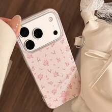 花朵图案 1 件装 白色树脂闪光花卉春季防碎保护壳 兼容 17/17 Pro、13/14、11，艺术、时尚、少女、创意、简约、奢华 - 粉色 - 查看 7