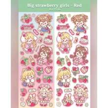 1pc Fashionable Delicate Strawberry Fairy & Winter Camellia Girl Sticker, Cute Sticker For Planner, Scrapbooking, High-Quality Doodle Sticker - Rectangle - View 14