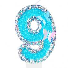 1 chiếc nến trang trí bánh sinh nhật hình bướm xanh đính pha lê số 0-9. - Xem 11