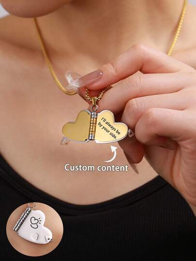 Custom Content Openable Heart Notebook Necklace | Personalized Romantic Jewelry | Gift For Her, Family & Friends | Perfect For Valentine's Day & Birthdays