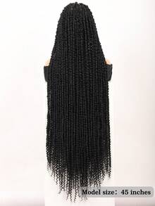 Super Long 45'' Square Knotless Spring Twist Braided Wigs For Women Full Lace Front Twist Braid Wig With Baby Hair Synthetic Braiding Wig Passion Twist Braids Wigs With Boho Curls End - Multicolor - View 4